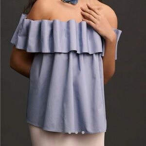 NWT Anthropologie Mare Mare Off-The-Shoulder Pleated Swing Top